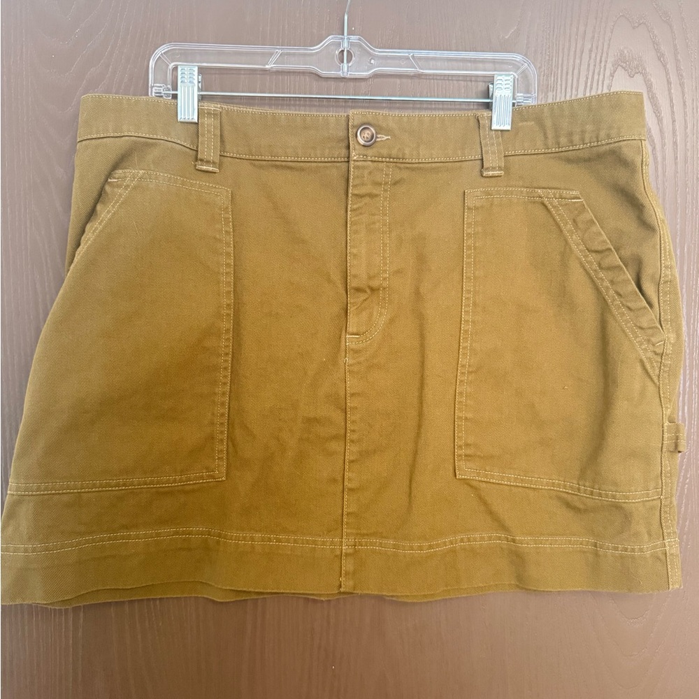 Olive Green Mini Skirt with Pockets